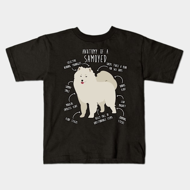 Samoyed Dog Anatomy Kids T-Shirt by Psitta